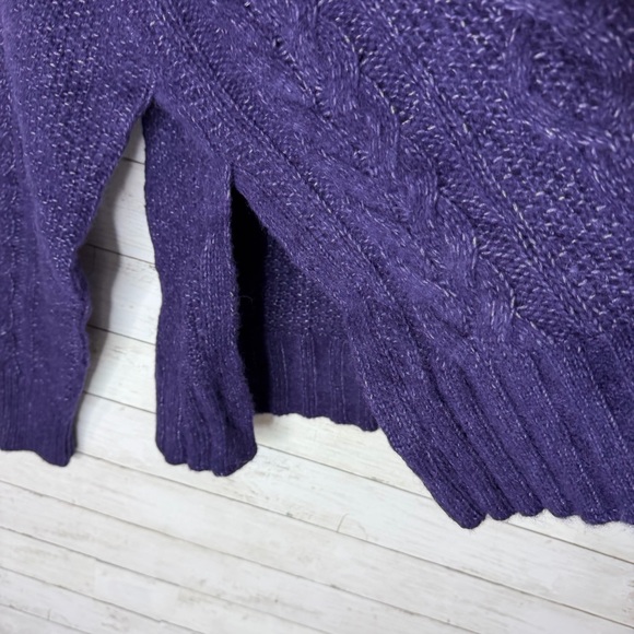 Everlane Merino Wool Blend Cloud Cable Knit Crew Sweater Ink Purple Size Medium - Picture 3 of 8
